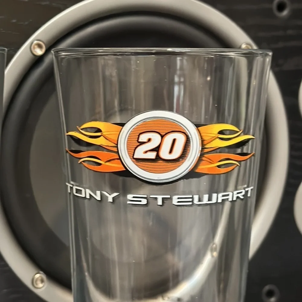 TONY STEWART GLASSWARE SET OF 2 GLASS CUPS